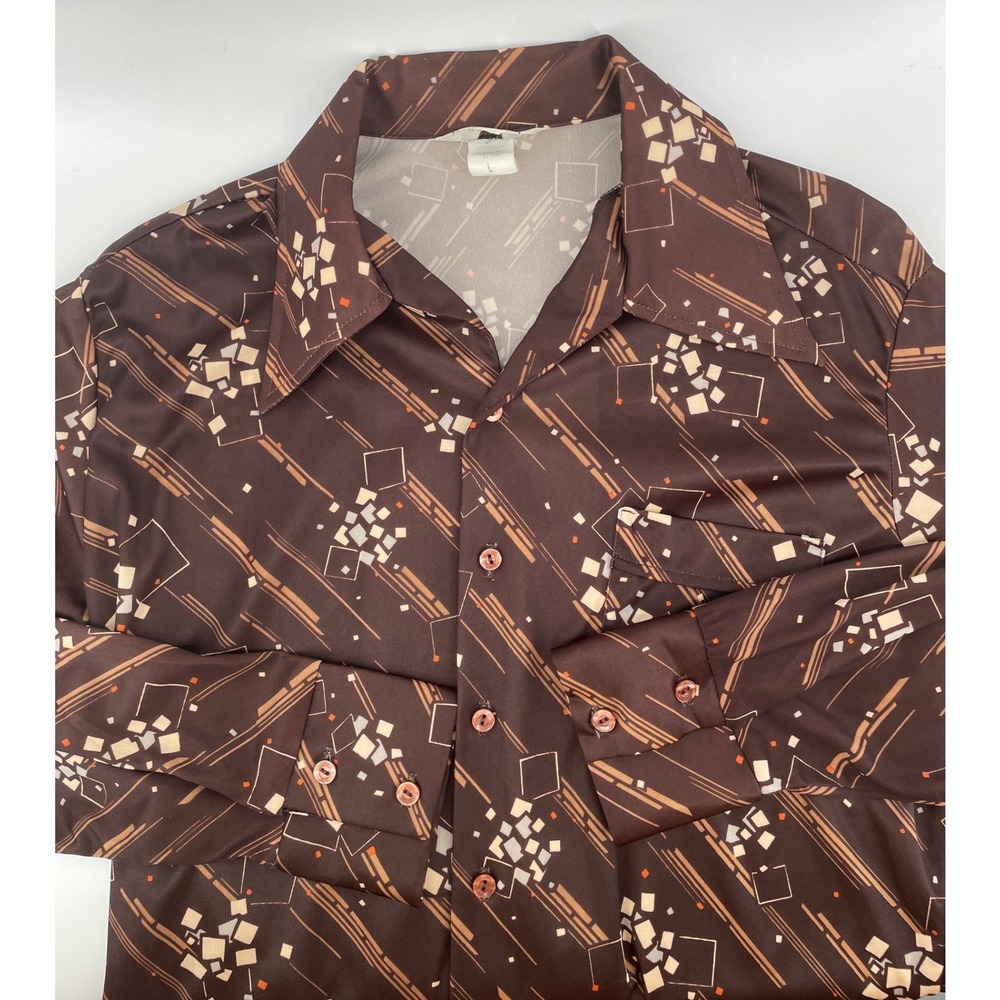 Vintage Kingsmen California Button Up Shirt Mens Large Brown Vintage 70s Disco